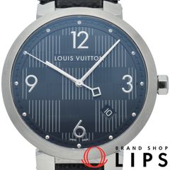 ルイ・ヴィトン タンブールスリム ダミエグラフィット メンズ時計 Q1D070 箱 保証書 SS/革 メンズ時計 ブラック 仕上げ