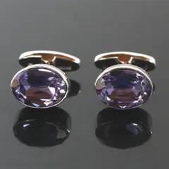 鎌倉カフス工房　タンザナイト・スワロフスキーカフスボタン（カフリンクス）