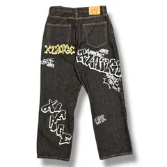 参考上代15400円 XLARGE 23AW GRAFFITI DENIM PANTS グラフィティ デニムパンツ  ストレートジーンズ エクストララージ エックスラージ 101233031007 ブラック W34 90616A7