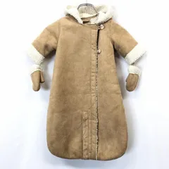 古着 baby Gap ベビーギャップ 60cm(0～6か月) 赤ちゃん おくるみ パーカー カバーオール フェイクムートン 裏ボア 長袖 ポリ100% ブラウン系 茶系