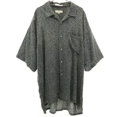 PERRY ELLIS ペリーエリス 総柄 半袖 オープンカラーシャツ XL 濃紺系 メンズ 古着