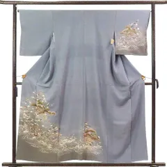 本場結城紬 細かな染め 花模様 裄67 着物 正絹 袷 広衿 RK-3738 本場結城紬 細かな染め 花模様 裄67 着物 正絹 袷 広衿 RK-3738