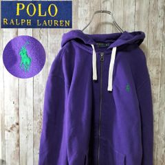 【美品】ラルフローレン　90's 緑ポニー　フルジップパーカーM　パープル　希少