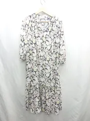 ◇ ⊂ Φ Ray BEAMS 総柄 長袖 ロング丈 ワンピース サイズ表記なし ブラック　ピンク グリーン レディース E  【1501230025799】