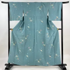 夏着物 紗紬 小紋 可愛いうさぎに露芝模様 着物 正絹 広衿 RK-4560