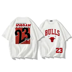 スポーツ バスケットボール マイケル・ジョーダン 23番 プリント Tシャツ メンズ 半袖 ゆったり 通気性 吸湿性 速乾 カジュアル ホワイト