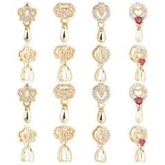 【数量限定】ゴールド 4スタイル 16個 ピン：0.6 mm 真鍮 バチカン パーツ クラウン ピンチ SUPERFINDINGS ベイル 接続金具 キラキラ 留め金 ネックレス ペンダント ビーズクランプ 24 Kゴールドメッキ ジュエリー用 アクセサリーパ