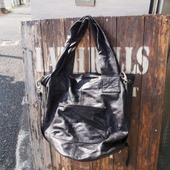 2WAY リアルレザー トートバッグ ショルダーバッグ 黒