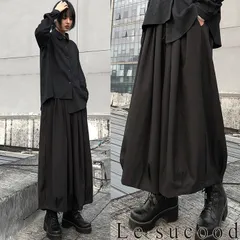 Le sucood バルーンバギーパンツ ガウチョパンツ スカーチョ タイパンツ バルーンパンツ ワイドパンツ ワイドシルエット ダボパン イージーパンツ クロップドパンツ オーバーサイズ 個性的 無地 レディース モード系 ストリート 原宿系 青文字系