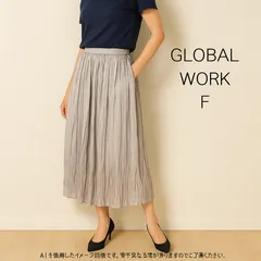 AO0684 GLOBAL WORK プリーツスカート グレー ロング丈 Fサイズ レディース 春夏秋冬