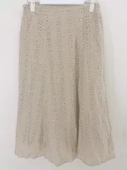 ◇ ehka sopo エヘカソポ ウエストゴム 刺繍 ロング フレア スカート サイズF ベージュ レディース  【中古】 【1207070004610】