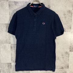 日本製 FRED PERRY フレッドペリー 半袖ポロシャツ ワンポイント刺繍ロゴ インディゴ L
