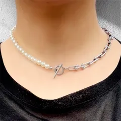 付けっぱなしOK 【ホースシュー パール】U字 ネックレス 普段使い チェーン アレルギー対応 シルバー ゴールド 大ぶり 華やか 結婚式 パーティー お出かけ 母の日 おしゃれ お洒落 レディース メンズ ユニセックス サージカルステンレス ブランド ギフト