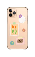 iPhone12 Pro Max ケース カバー アイフォン12 プロマックス スマホケース ハードケース ステッカー シール デコ ポップ カラフル くま 花柄 おしゃれ かわいい 透明 カラー05