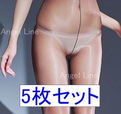 6250001オイルシャイン5枚組オールスルーストッキング0デニール超光沢センター補強ナシ灰色スパンデックス高配合36.9％