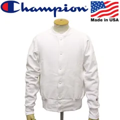 Champion (チャンピオン) C5-E002 Reverse Weave SNAP SWEAT SHIRT リバースウィーブ スナップスウェット シャツ アメリカ製 010ホワイト CN036 M