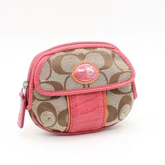 良品 コーチ シグネチャー ピンク レザー レディースカードケース/コインケース 2000000 NSK OMI