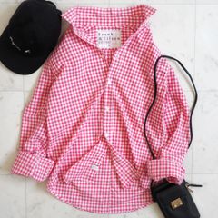 美品【Frank&Eileenフランクアンドアイリーン】長袖シャツ XS 赤 ギンガムチェック柄 ユニセックス PAUL