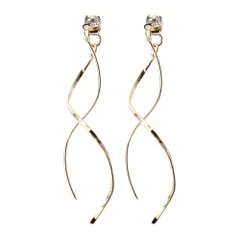 【ゴールド×ピアス】[Cream dot. クリームドット公式] ピアス レディース アメリカン ねじり加工 バー ロング 上品 エレガント カジュアル ワンポイント ブライダル アクセサリー プレゼント 女性 