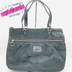 【美品】COACH コーチ ポピー シグネチャー デイジー トートバッグ ハンドバッグ 肩掛け 手提げ カバン バッグ レディース ブラック F22947  / ot-0942-sw