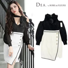 【DEA. by ROBE de FLEURS / ディアバイローブドフルール】ラメシフォン×バイカラー切替タイトドレス