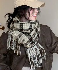 チェック柄マフラー 大判 ストール 秋冬