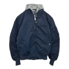 ALPHA INDUSTRIES アルファ インダストリーズ フーデッド MA-1 フライトジャケット ミリタリー ネイビー(メンズ L)中古 古着 V0447