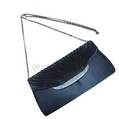 パーティバッグ　黒　和装バッグ　和洋兼用フォーマルバッグ　オケージョンバッグ　クラッチバッグ　チェーンショルダーバッグ　黒　ブラック　ラインストーン付き