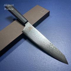 訓平作 三徳 包丁 170mm 彩流 積層ダマスカス V金10号 赤柄 越前
