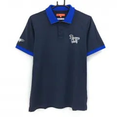 ビームスゴルフ 半袖ポロシャツ ネイビー×ブルー 襟裏ロゴ  メンズ M ゴルフウェア BEAMS GOLF