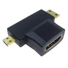 3-in-1変換アダプター HDMIメス to HDMIオス Aタイプ変換ヘッド 小型から大型のHDMIケーブル接続用変換器 マイクロ、ミニHDMIメス to 標準HDMIオス 高画質変換器（ブラック）