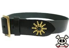 栃木レザー　エンドオンリースタッズベルト（真鍮/ブラス）　黒　ブラックスポッツ　真鍮製スクエアバックル　４０ｍｍ幅　一枚革