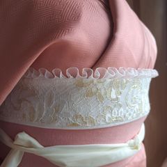 OB.103　着物 おしゃれ着こなし　帯飾り　成人式　前撮り　卒業式　袴　浴衣　白・白ゴールド・白　フリル