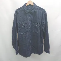◇ ⊇ UNIQLO ユニクロ 331-452478 男女兼用 長袖 デニムワークシャツ サイズL インディゴ系 メンズ レディース E  【1508060030887】