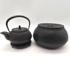 鉄瓶 2点セット 霰文様 銅蓋 茶道具 - メルカリ