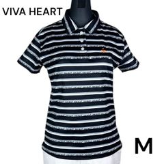 ビバハート　viva heart ポロシャツ　40サイズ　9号　ボーダー　レディース　ゴルフ　ゴルフウエア　スポーツ カジュアル ランニング　フィットネス スポーツシャツ　半袖シャツ　ランニングウェア　テニス　胸ロゴ　012-22342