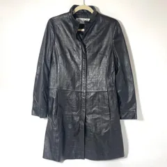 BALMAIN✨ノーカラーラムレザーロングコート　ベルテッド　シルバー金具 バルマン】レザーコート ラムレザー ロング ベルト 黒 比翼