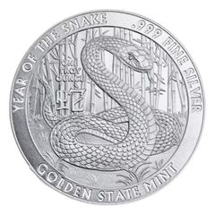 [保証書・カプセル付き] (新品) アメリカ ゴールデンステートミント「干支 十二支・巳年 蛇年」純銀 1オンス メダル