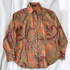 ETRO】ペイズリー柄 コットンブレンドシャツ オレンジ系 サイズ46 総柄