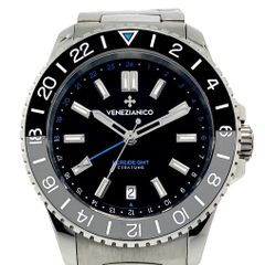 【美品】ヴェネチアニコ　VENEZIANICO　ネレイデ　NEREIDE GMT　4821501C　自動巻　裏スケ　黒　デイト表示