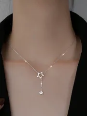 ジュエリー レディース ネックレス ペンダント タッセル付きS925スターペンダントネックレス、上品なギフト 1個入り