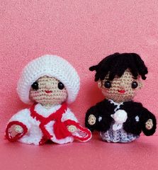 ハンドメイド あみぐるみ 新郎新婦 ウェディングドール 2体セット