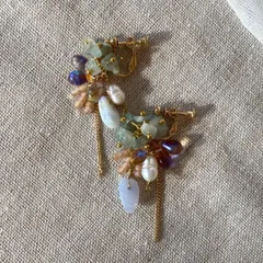 天然石じゃらじゃらイヤリングNo.2