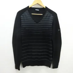 G■ナイキ/NIKE GOLF Vネックニットセーター【M】黒灰/men's/64【中古】■