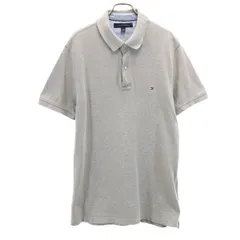TOMMY HILFIGER トミーヒルフィガー 半袖 ポロシャツ L グレー 鹿の子 メンズ 古着