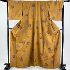 A-26◇美品 正絹 縦縞 大久保玄才 落款 小紋 着物 A-26◇美品 正絹『イエローオーカー×縦縞』大久保玄才 落款 小紋 着物