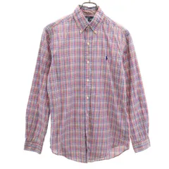 RALPH LAUREN ラルフローレン チェック柄 長袖 クラシックフィット ボタンダウンシャツ XS ピンク メンズ 古着