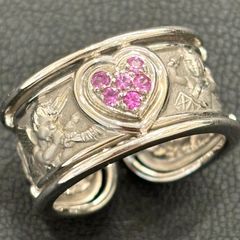 ΩNA3567 大人気！上品！Carrera y Carrera カレライカレラ ロンダ ハート エンジェル ピンクサファイア リング K18WG 750 ホワイトゴールド 約14号 総重量6.35g  ジュエリー 指輪