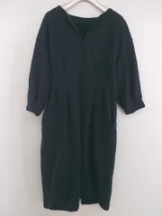 ◇ ROPE PICNIC ロペピクニック Vネック 八分袖 膝丈 ワンピース サイズ38 ダークネイビー レディース P  【中古】 【1211020004827】