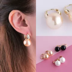 ピアス レディース ピンク ホワイト グレー 樹脂 真珠 パール